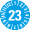 Prüfplakette 23, blau, Schachbrettfolie, selbstklebend, Ø 30mm, 18 / Bogen Bild 1