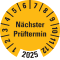 Prüfplakette Nächster Prüftermin 2025, gelb, Dokumentenfolie, Ø 30mm, 18 / Bogen Bild 1
