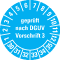 Prüfplakette geprüft nach DGUV Vorschrift 3 30-35, hellblau, Dokumentenfolie, Ø 20mm, 36 / Bogen Bild 1