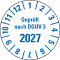 Prüfplakette geprüft nach DGUV Vorschrift 3 2027, weiß, Folie, mit Spezialkleber, Ø25mm, 21 / Bogen Bild 1