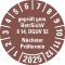 Prüfplakette BetrSichV §14, DGUV52, Nächster Prüftermin, 2025, braun, Folie, Spezialkleber, Ø30mm, 18 / Bogen Bild 1