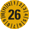 Prüfplakette 26, gelb, Primärfaser- Graspapier, Ø 30mm, 500 / Rolle Bild 1