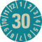 Prüfplakette 30, hellblau, Primärfaser- Graspapier, Ø 30mm, 500 / Rolle Bild 1