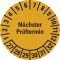 Prüfplakette Nächster Prüftermin 27-32, gelb, Primärfaser-Graspapier, Ø 30mm, 18 / Bogen Bild 1