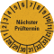 Prüfplakette Nächster Prüftermin 28-33, gelb, Primärfaser-Graspapier, Ø 30mm, 18 / Bogen Bild 1