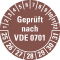 Prüfplakette geprüft nach VDE 0701,25-31, braun, Dokumentenfolie, Ø 30mm, 500/Rolle Bild 1