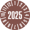 Prüfplakette 2025, braun, Schachbrettfolie, selbstklebend, Ø 30mm, 18 / Bogen Bild 1