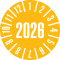 Prüfplakette 2026, gelb, Schachbrettfolie, selbstklebend, Ø 30mm, 18 / Bogen Bild 1