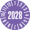 Prüfplakette 2028, violett, Schachbrettfolie, selbstklebend, Ø 30mm, 18 / Bogen Bild 1