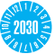 Prüfplakette 2030, hellblau, Schachbrettfolie, selbstklebend, Ø 30mm, 18 / Bogen Bild 1