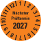 Prüfplakette Nächster Prüftermin 2027, orange, Polyesterfolie, Spezialkleber, Ø20mm, 36 / Bogen Bild 1
