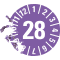 Prüfplakette 28, violett, Dokumentenfolie, selbstklebend, Ø 15mm, 60 / Bogen Bild 3