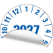 Prüfplakette 2027, weiß, Folie, mit Spezialkleber, Oberflächenschutz, Ø 25mm, 21 / Bogen Bild 3