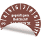 Prüfplakette BetrSichV §14, DGUV52, Nächster Prüftermin, 2025, braun, Folie, Spezialkleber, Ø30mm, 18 / Bogen Bild 3