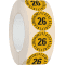 Prüfplakette 26, gelb, Primärfaser- Graspapier, Ø 30mm, 500 / Rolle Bild 2