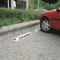 Parkplatzbegrenzung, Text nach Wunsch, 2 rote Reflektoren, weiß, Kunststoff, 900x100x90mm Bild 2