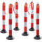 Absperrpfosten-Set LeitPin, 6-teilig, mit Zylinderfuß, anfahrbar, rot/weiß, 1050mm Bild 1