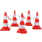 Leitkegel- Absperrset Maxi, 5 Kegel, 5 Haken, 10m Kunststoffkette, rot / weiß Bild 1