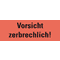 Hinweisetikett Vorsicht, zerbrechlich!, leuchtrot, Haftpapier, permanent 147x50mm, 250/RO Bild 1