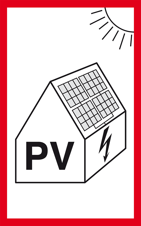 Hinweisschilder, Photovoltaikanlage für Feuerwehr